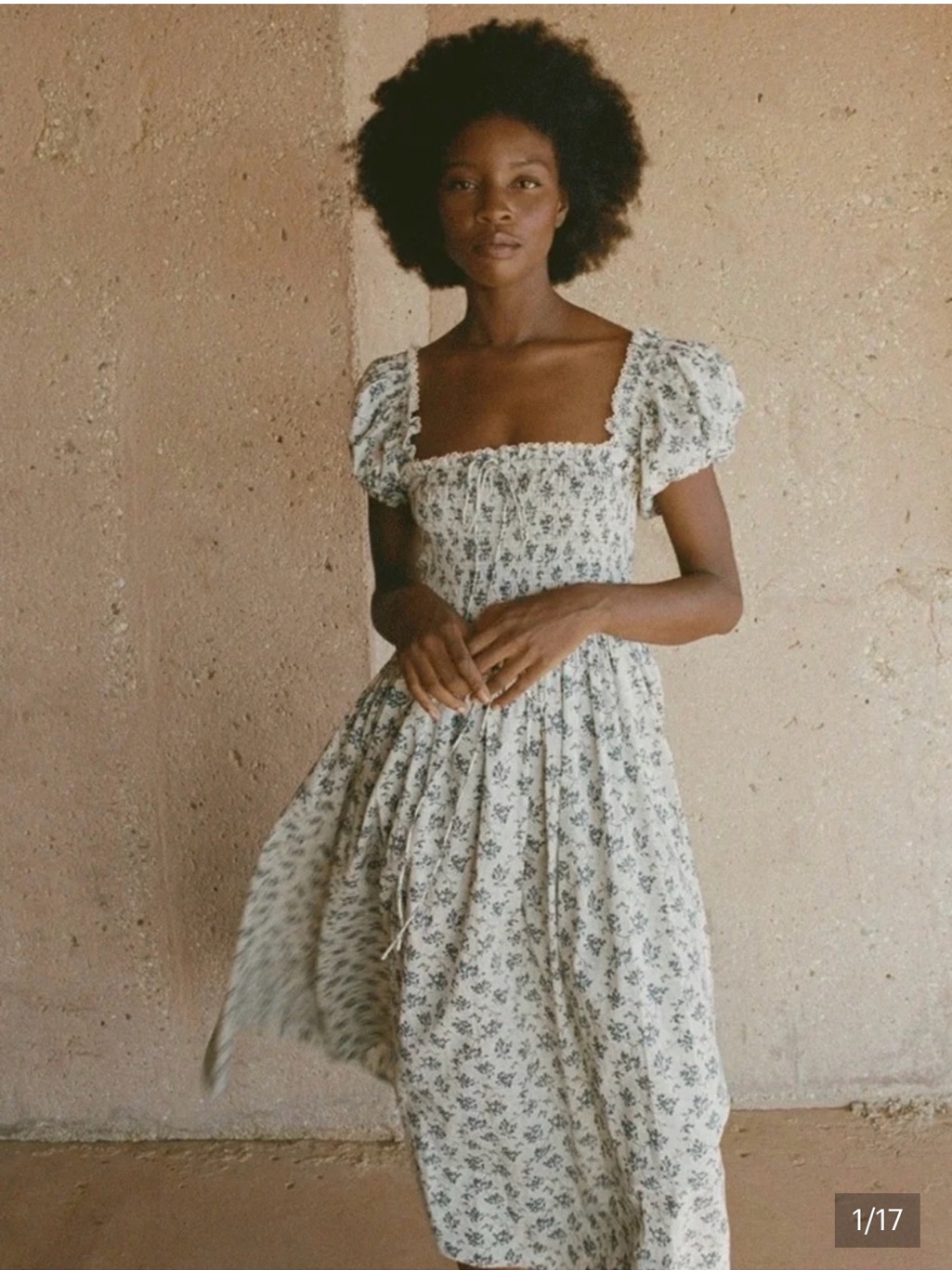 Doen White Floral Maxi Dress With Blue Print